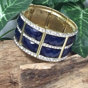 Stunning Navy Blue Pave Crystals Stretch Bracelet